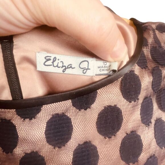Eliza J | Polka Dot Mesh Overlay Party Dress with Sheer Sleeves Size 10 | EUC - Picture 5 of 15